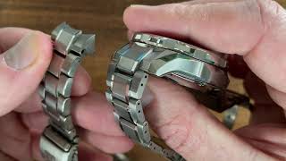 Grand Seiko titanium 5 link bracelet (sbgh255) compared to Casio Oceanus 5 link on OCW-P2000