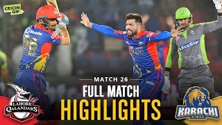 Match 26 - Lahore Qalandars Vs Karachi Kings - Full Match Highlights