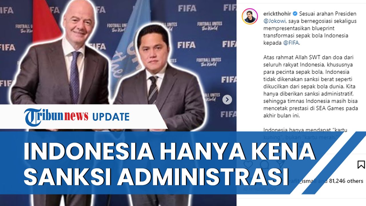 Tok! FIFA Tak Sanksi Berat Indonesia, Hanya Sanksi Administrasi ...