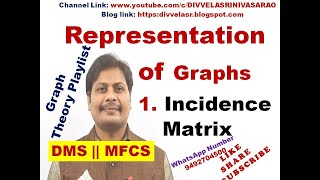 Representation of Graphs || Graph Representation || Incidence Matrix || Adjacency Matrix DMS || MFCS