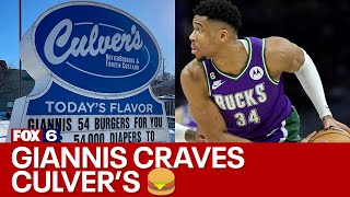 Giannis Antetokounmpo craves Culver's cheeseburgers after 54-point game | FOX6 News Milwaukee