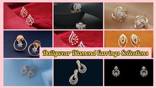 Dailywear diamond earrings designs | trendy and stylish light weight diamond earrings collections