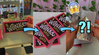 UNBOXING WONKA BARS TRYING TO FIND A GOLDEN TICKET!!😱🍫*ASMR* #Shorts