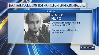 Pa. State Police confirm man reported missing has died