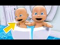 Baby FLOODS STINKY TOILET!