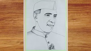 How to draw Jawaharlal Nehru | Children's day drawing | simple art with rose| pencil sketch