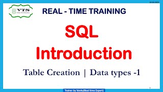 Class-2 :: SQL Introduction || Table Creation || Data types || SQL and PLSQL real-time training