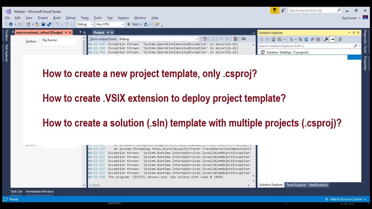 Create Visual Studio Project Templates Extension For Solution - YouTube