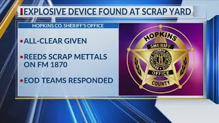 SHERIFF: Explosive ordnance found in Hopkins County 'made safe'