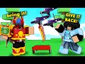 I STOLE Their Items By Using DRONES... (ROBLOX BEDWARS)