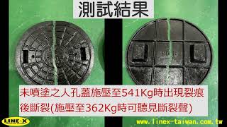 人孔蓋擠壓測試  材質：鑄鐵   尺寸：φ500　Manhole cover test  Material: cast iron