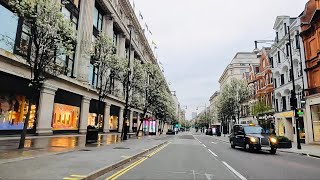 Sunday Morning Drive In Central London  | Shopping District, Covent Garden, Oxford Street | April 23