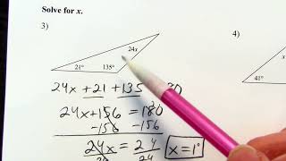 Triangle Sum Theorem with Algebra