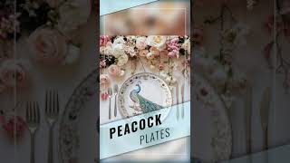 Peacock Plates, Elegant Peacock-Inspired Ceramic Dinner Plates for Formal Dining and Special Occa...