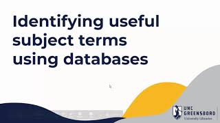 Identifying useful subject terms using databases (for English 664)