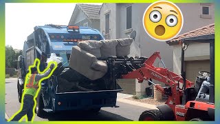 Garbage Truck Crushes Couch | Video For Kids