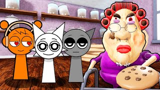 SPRUNKI OREN, SPRUNKI GRAY AND WENDA ESCAPE EVIL GRANDMA IN ROBLOX