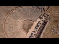 Aerial View of Pamukkale Hierapolis Theatre Ancient City in Pamukkale.