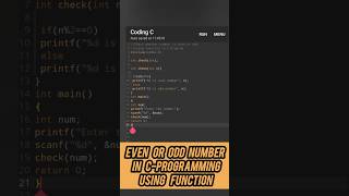 Checking Even or Odd number using function in C-Programming #evenodd #function #beginners