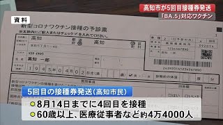 高知市・5回目の接種券を60歳以上など約4万4000人に発送 (22/10/24 19:00)