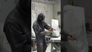 Traditional stone carving - Roughing out a block of marble