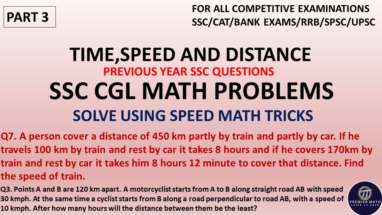 Time Speed And Distance Cgl Questions Youtube