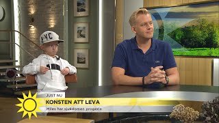 12-åriga Miles lever i en åttioårig kropp - Nyhetsmorgon (TV4)