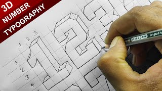 3D NUMERICS TYPOGRAPHY Writing using Grid | Typography Tutorial [Tabrez Arts]