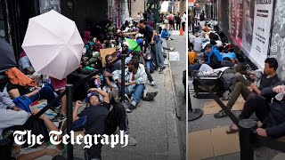 New York migrants sleep on streets as Roosevelt Hotel hits asylum seeker capacity