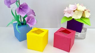 【折り紙】花器、縁のある箱 ／[Origami] Flower vase. Box with edges