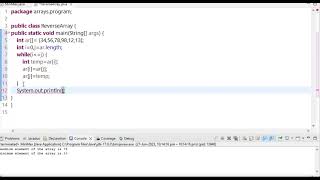 Java program to reverse an array of integer values
