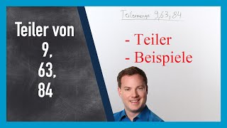 Teilermenge: Teiler von 9, 63 und 84