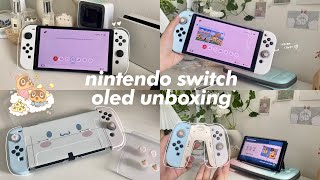 nintendo switch OLED unboxing (+ accessories!!) 🐶🍃🌸
