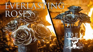 Everlasting Roses and Forged Vase - Short | Jernrose og Smidd Vase | Loen Smed