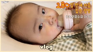 [ENG]코믹육아 - 젖병이 익숙하지 않은 9개월아기(279-280일)A 9-month-old who is not used to having a bottle.Baby vlog