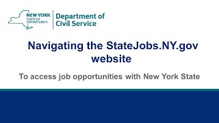 Statejobs.ny.gov Tutorial