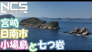 空撮　日南市　七つ岩と小場島　春風を最初に感じるフルートキャスト