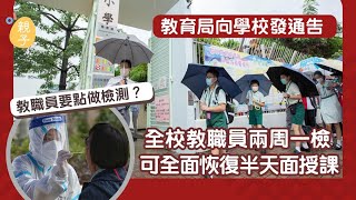 教育局向學校發信列明全面復課細節　教職員或需自行安排2周1檢