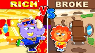 LionET | Rich vs Broke Airplane Challenge with Leo  | Cartoon for Kids