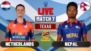 Live T20 World cup 2024 : Nepal vs Netherlands Match 7 | Live NED vs NEP | Live Cricket Match Today