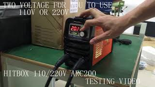 HITBOX TWO VOLTAGE MMA WELDER ARC200 TESTING VIDEO