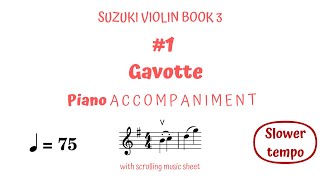 𝑬𝒍𝒐𝒒𝒖𝒆𝒏𝒕💃🕺 GAVOTTE Suzuki Violin Book 3-1. SLOWER, ♩= 75 BPM.🎵 Sheet. Guided 🎹Accomp. 4 Violin *𝓦𝓮𝓭🔺