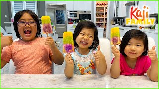 How to make Rainbow Popsicles with 1hr DIY kid size baking!!!