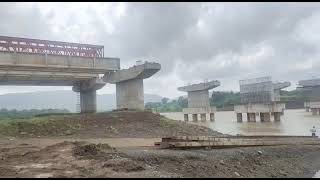 GR Infra's Girder Launcher moving rapidly toward Palghar on Vaitarna River..