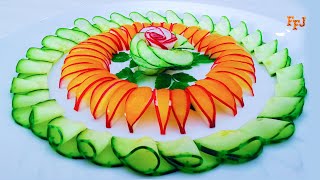 Art in Radish, Cucumber & Tomato Rose Garnish | Beautiful Vegetable Flower DIY