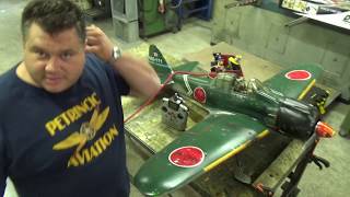 RC Mitsubishi A6M5 Zero 1.8m with OS 20cc four stroke engine Test Run