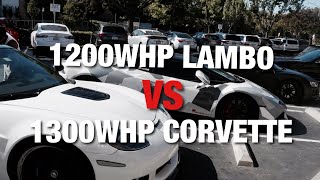 1200whp Lamborghini vs 1300whp Corvette