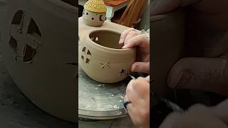 Carving a pottery luminary real time