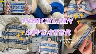porcelain sweater project vlog! introducing myself & many knitting firsts₍ᐢ. .ᐢ₎ ₊˚⊹♡