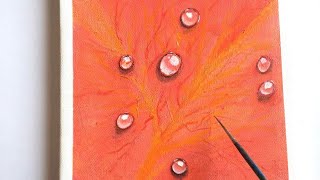 Water drops on red leaf/Acrylic painting/step by step tutorial for beginners/Painting tutorial #58